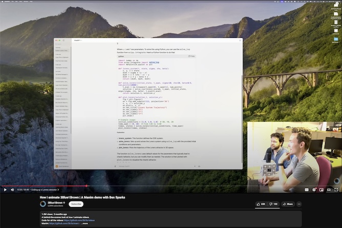 Still from 13:25 of "How I animate 3Blue1Brown | A Manim demo with Ben Sparks. 3Blue1Brown YouTube Channel